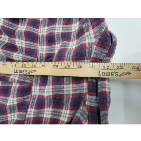Mens Wrangler Flannel Shirt Large Rugged Wear Red Plaid Long Sleeve Button Up - Picture 7 of 8